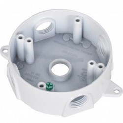 Master Electrician White Weatherproof Round Outlet Box