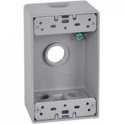 Master Electrician Gray Weatherproof 1 Gang Rectangular Outlet Box Four 1/2" Holes