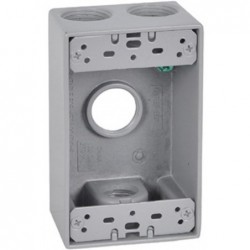 Master Electrician Gray Weatherproof 1 Gang Rectangular Outlet Box Four 3/4" Holes