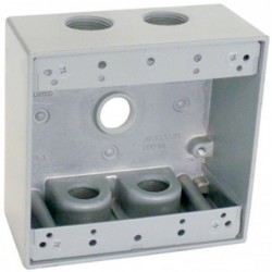 Master Electrician Gray 2 Gang Outlet Box With Five 1/2" Holes