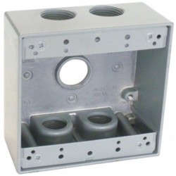 Master Electrician Gray Weatherproof 2 Gang Outlet Box Five 3/4"