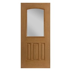 Belleville 3 Panel Camber Half Lite Fiberglass Exterior Door – Oak Texture