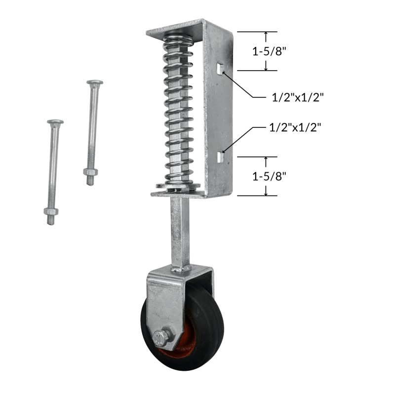 14.5-in Heavy Duty Spring Loaded Zinc 4in Gate Wheel With Fasteners 